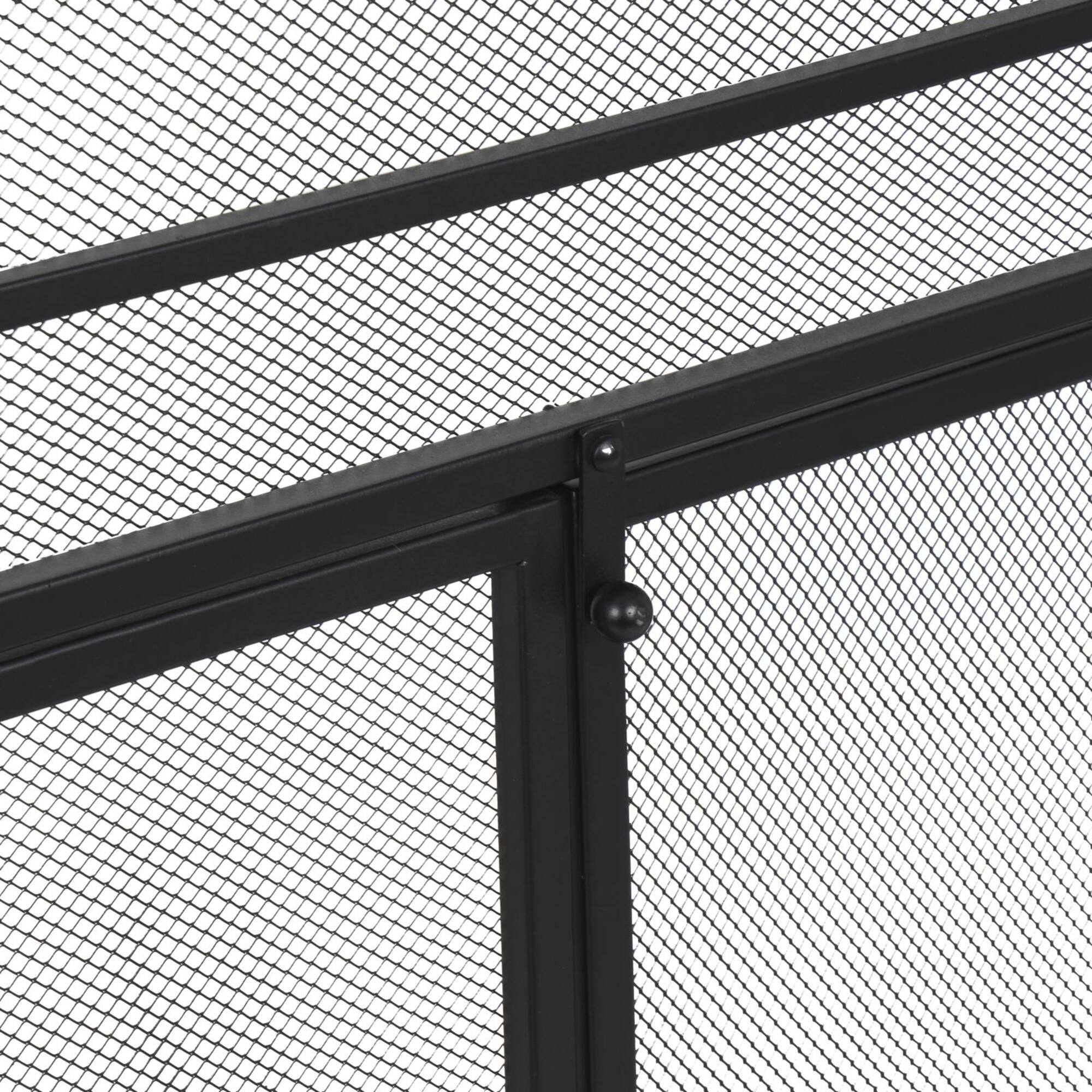 29" Tall Black Metal 3 Panel 2 Door Fireplace Screen with Mesh Backing